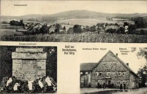 Ak Börry Emmerthal Niedersachsen, Gesamtansicht, Gasthaus Heinrich Meyer, Kriegerdenkmal