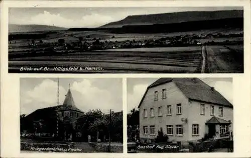 Ak Groß Hilligsfeld Hameln in Niedersachsen, Kriegerdenkmal, Schule, Gasthof Aug. Siever