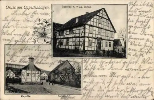 Ak Capellenhagen Duingen Niedersachsen, Capelle, Schule, Gasthof Wilh. Jacke