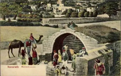 Ak Nazaret Nazareth Israel, Marienbrunnen
