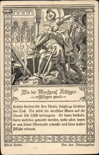Künstler Ak Rethel, Alfred, Aus dem Nibelungenlied, Markgraf Rüdiger