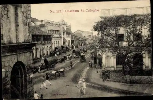 Ak Colombo Sri Lanka, Chatham Street, Straßenpartie