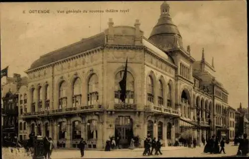 Ak Oostende Ostende Westflandern, vue generale du nouveau theatre royal