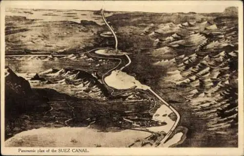 Ak Kairo Ägypten, Suez Kanal, Panorama