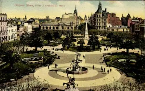 Ak Buenos Aires Argentinien, Plaza y Avenida de Mayo