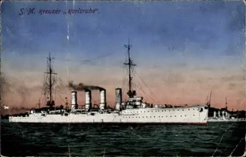 Ak S. M. Kreuzer Karlsruhe, Kaiserliche Marine