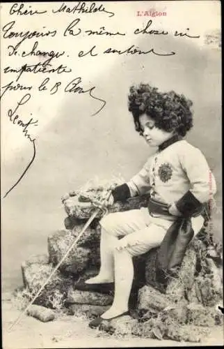 Ak Kleiner Junge als Krieger, Säbel, Portrait, Aiglon