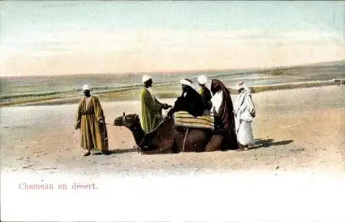 Ak Ägypten, Nomaden mit Kamel in der Wüste