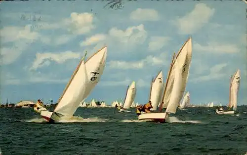 Ak Segeln auf den friesischen Seen, Segelboote