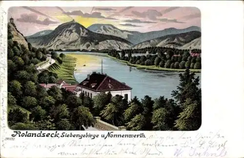 Litho Rolandseck Remagen am Rhein, Siebengebirge, Nonnenwerth