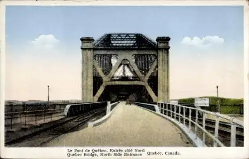 Ak Québec Kanada, Eingang zur Brücke