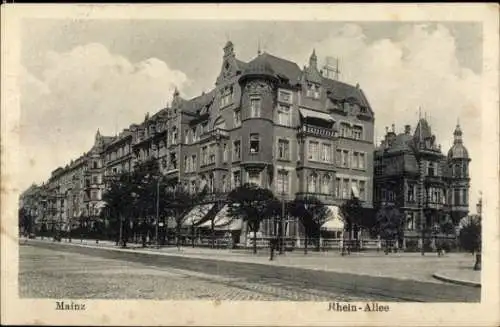 Ak Mainz am Rhein, Rheinallee, Häuserzeile