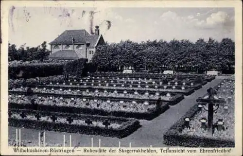 Ak Rüstringen Wilhelmshaven, Ruhestätte der Skagerrakhelden, Teilansicht vom Ehrenfriedhof