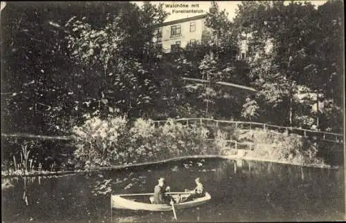 Ak Bad Harzburg am Harz, Waldhöhe mit Forellenteich, Ruderboot