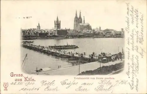 Ak Köln am Rhein, Totalansicht von Deutz aus