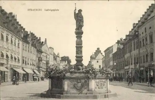 Ak Straubing an der Donau Niederbayern, Ludwigsplatz