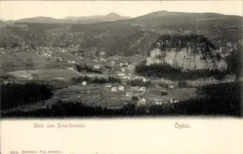 Ak Oybin in der Oberlausitz, Blick vom Scharfenstein