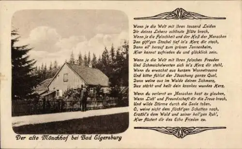Ak Elgersburg im Ilm Kreis Thüringen, Der alte Mönchhof, Gedicht