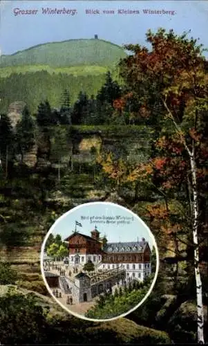 Ak Ostrau Bad Schandau Sächsische Schweiz, Großer Winterberg, Blick vom kleinen Winterberg