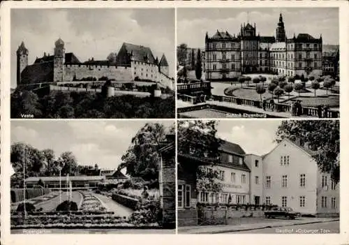 Ak Coburg in Oberfranken, Veste, Schloss Ehrenburg, Rosengarten, Gasthof Coburger Tor
