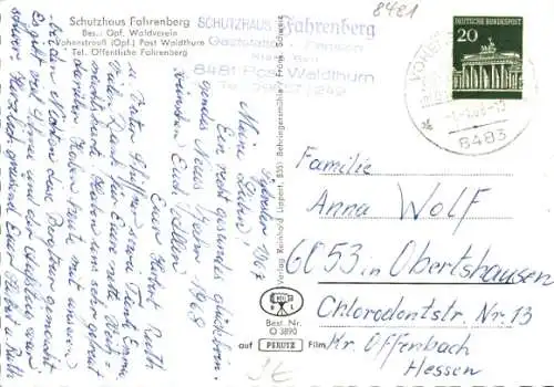 Ak Fahrenberg Waldthurn in der Oberpfalz, Schutzhaus, Wintere