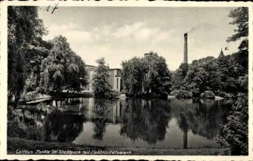 Ak Cottbus in der Niederlausitz, Stadtpark mit Elektrizitätswerk