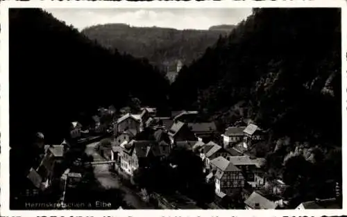 Ak Hřensko Herrnskretschen Elbe Region Aussig, Gesamtansicht