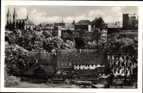 Ak Cheb Eger Region Karlsbad, Gesamtansicht, Steinbruch