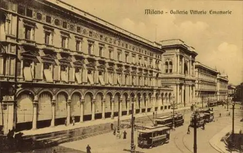 Ak Mailand Lombardia, Galleria Vittorio Emanuele, Straßenbahnen