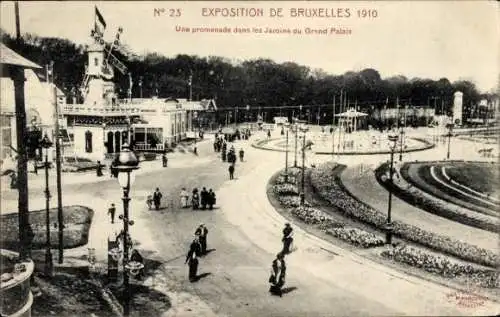 Ak Brüssel Brüssel, Ausstellung 1910, Ein Spaziergang in den Gärten des Grand Palais