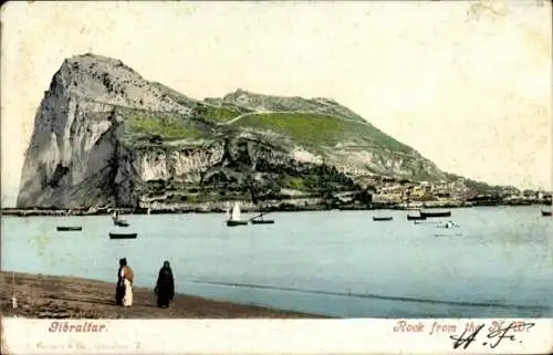 Ak Gibraltar, Berg vom Ufer aus gesehen