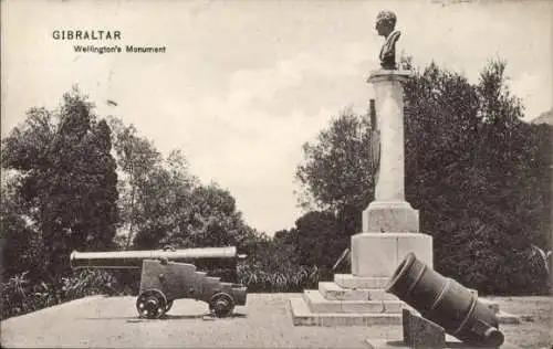 Ak Gibraltar, Wellington Denkmal, Kanone