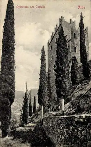 Ak Arco Trentino, Cypressen des Castells
