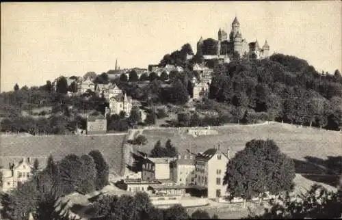 Ak Braunfels an der Lahn, Gesamtansicht, Bahnhof