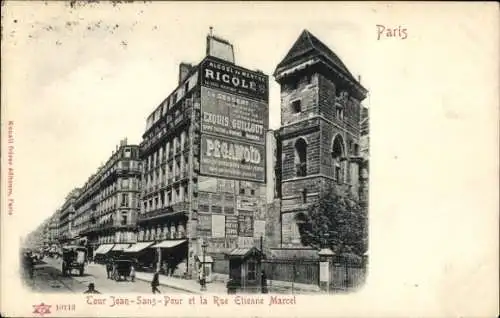 Ak Paris II, Tour Jean Sans Peur und Rue Etienne Marcel