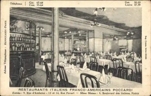 Ak Paris II, französisch-amerikanische italienische Restaurants Poccardi