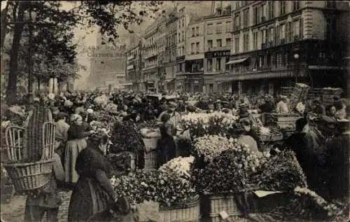 Ak Paris I., Markt, Blumenhändler, Körbe