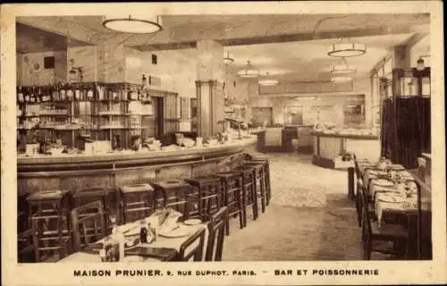 Ak Paris I, Maison Prunier, Rue Duphot, Bar und Fischhändler