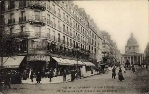 Ak Paris V, Taverne, 63 Boulevard Saint-Michel, 26 Rue Soufflot