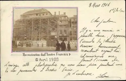 Ak Paris IV., Rekonstruktion des Théâtre Francais 1900
