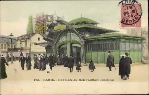 Ak Paris IV., A Metropolitan Station, Bastille