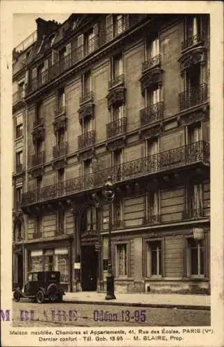 Ak Paris V., Möbliertes Haus, Zimmer und Apartments, 41 Rue de Ecoles