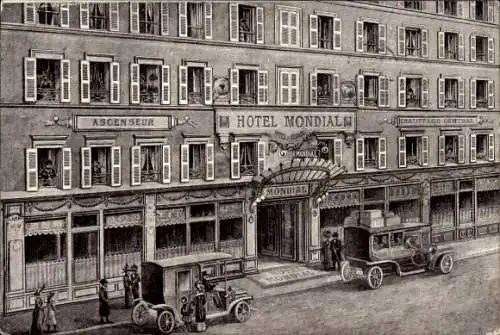 Künstler Ak Paris IX, Hotel Mondial, 5 Cité Bergère
