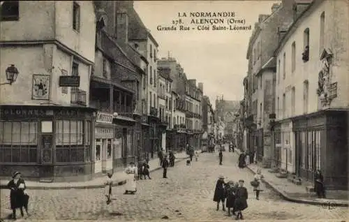 Ak Alençon Orne, Grande Rue Côté Saint Léonard