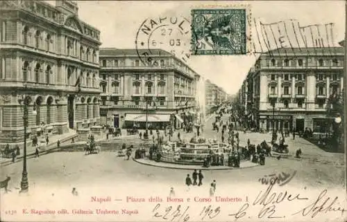 Ak Napoli Campania, Piazza della Borsa, Corso Umberto I