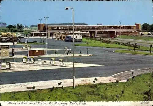 Ak Keele Staffordshire England, Tankstelle