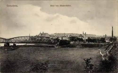 Ak Grudziądz Graudenz Westpreußen, Brücke, Blick von Böslershöhe