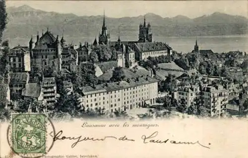 Ak Lausanne Kanton Waadt, Blick über den Ort, Gebirge