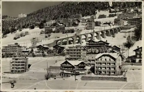 Ak Leysin Kanton Waadt, Teilansicht, Viaduc en hiver