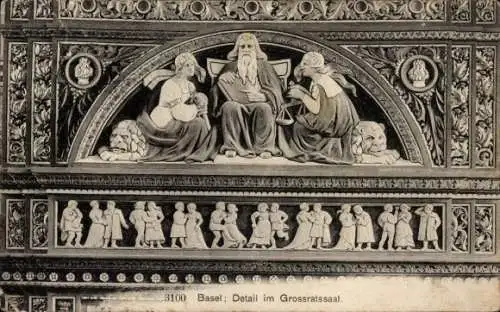 Ak Basel Stadt Schweiz, Detail im Grossratssaal